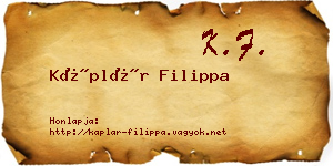 Káplár Filippa névjegykártya